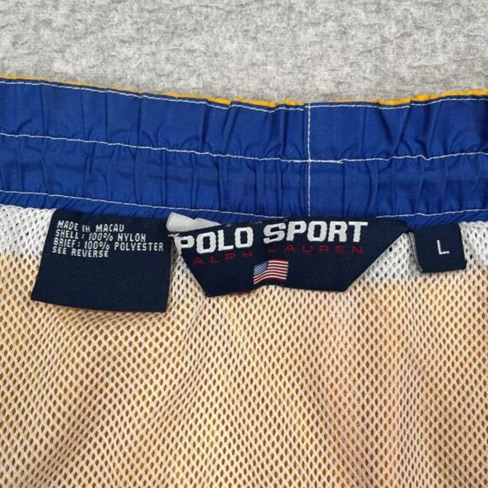 Vintage Polo Sport Ralph Lauren Swim Trunks Mens L Nylon Dive Service 90s Shorts